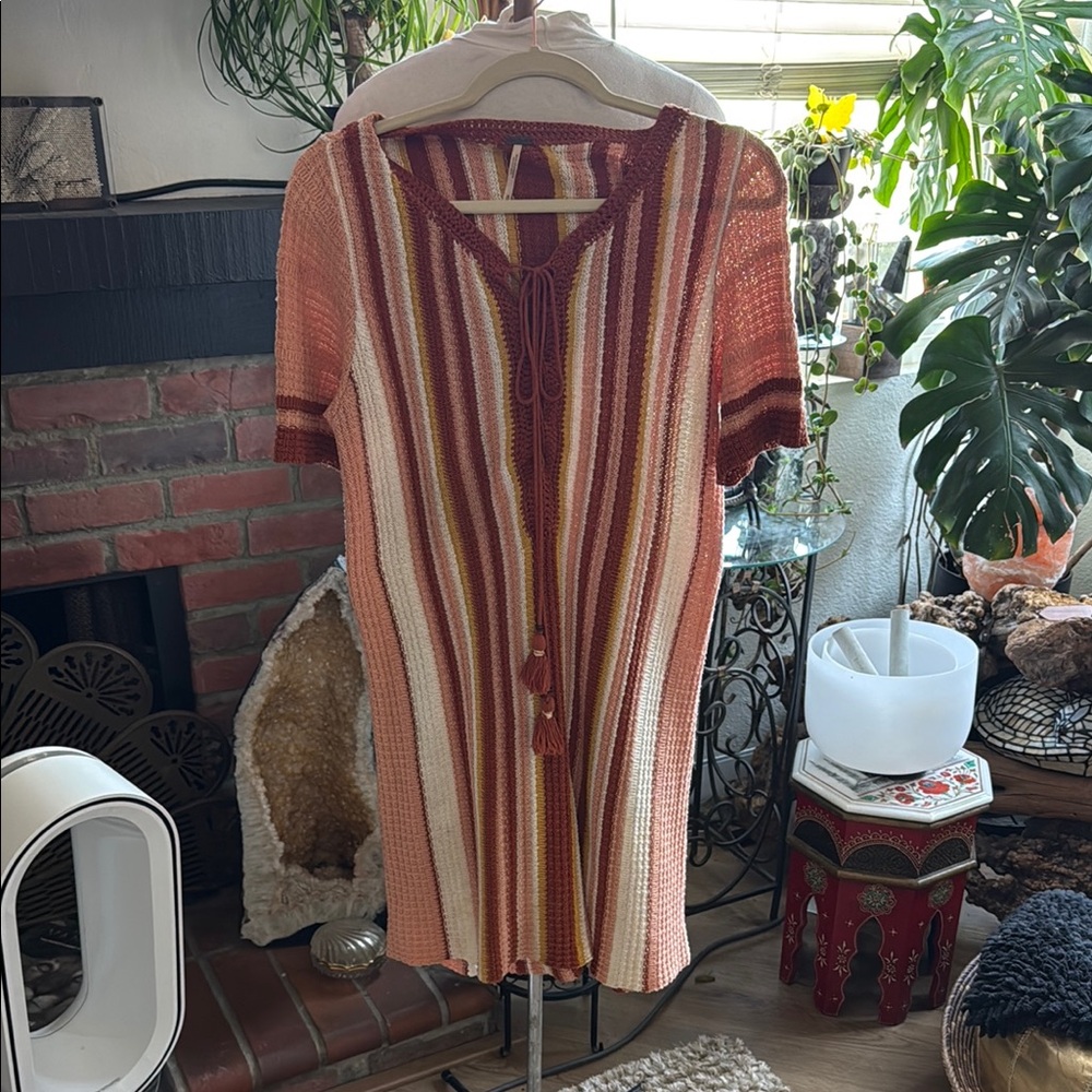 Free People Red and Orange Cardigan Sweater